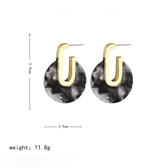 ACETATE TORTOISESHELL ACRYLIC HOOP DROP EARRINGS - Picture 3 of 4